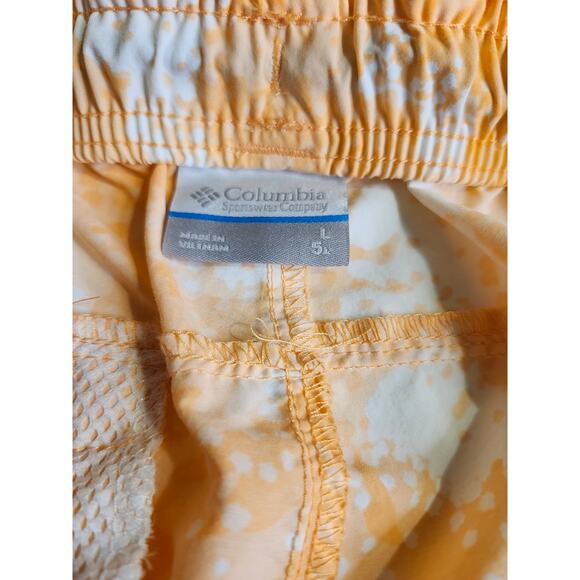 Columbia PFG Women's Drawstring Shorts Orange White Tie-dye Zip Pocket Large - Picture 7 of 11